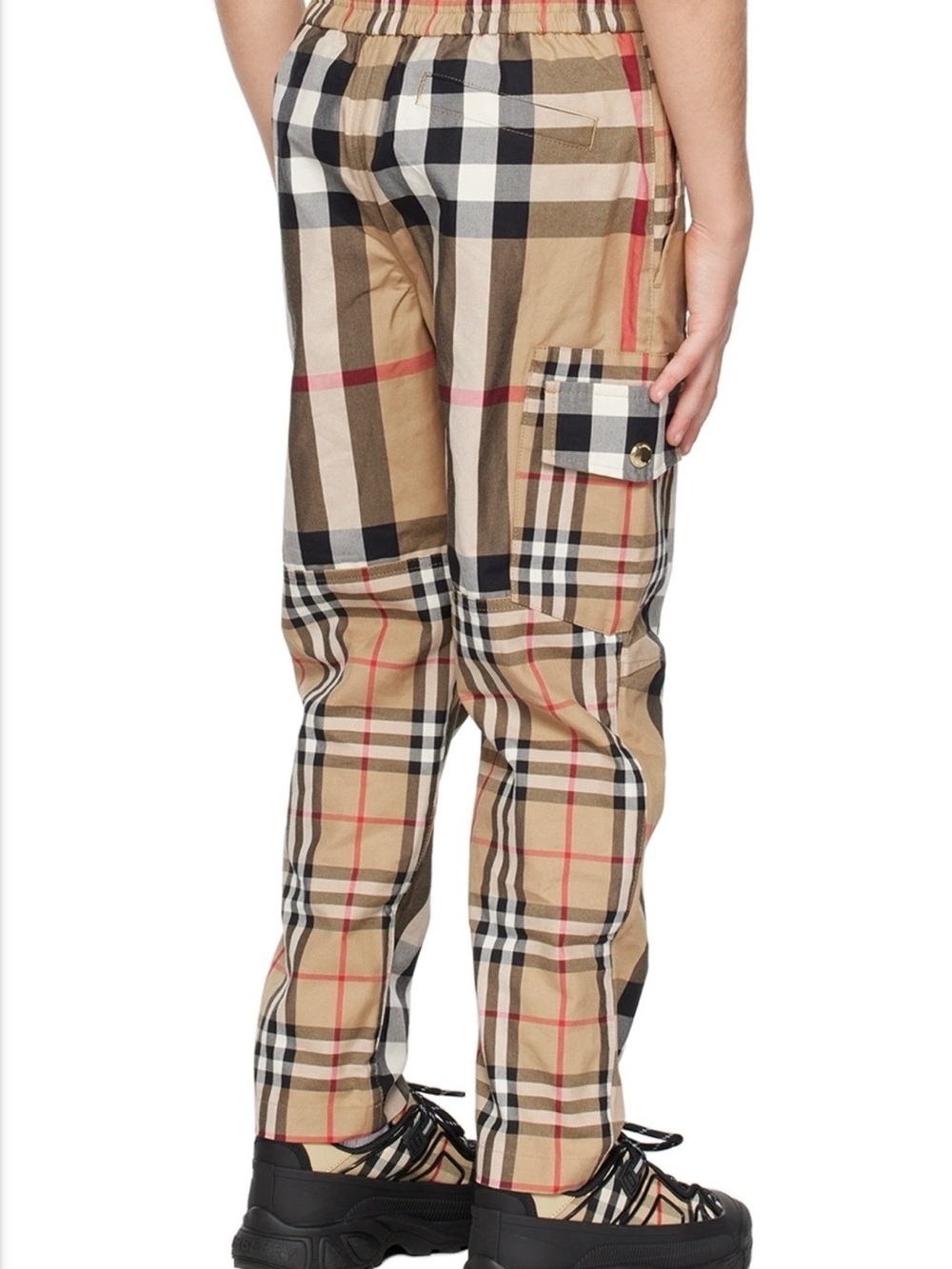 Burberry Tan Black White Red Plaid Kids Trousers - Picture 4 of 9